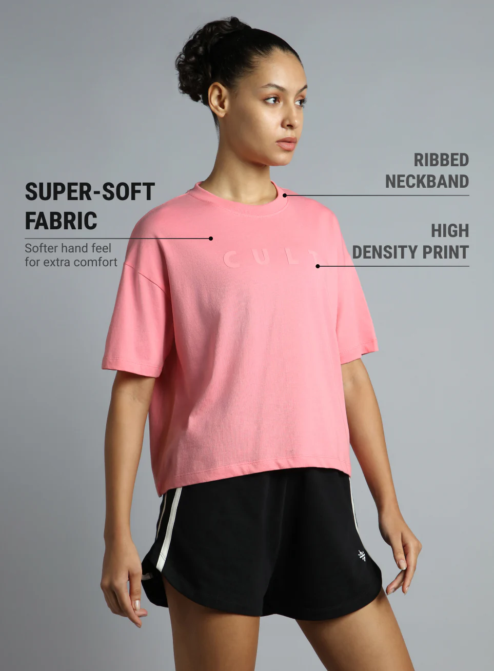 Women's Pink Tonal Branding Graphic T-shirt - Image 5