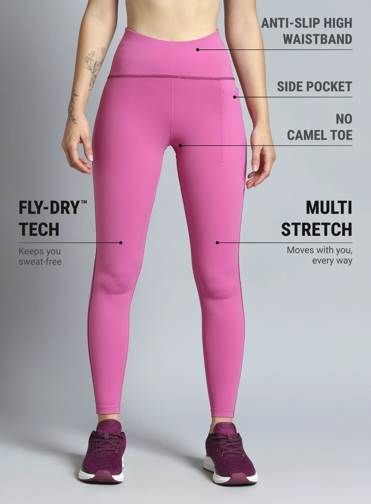 Women's Pink Training Sculpted COMFlex Tights - Image 4