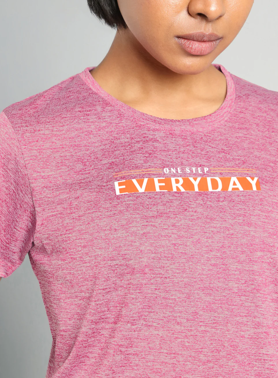 Women's Pink Training Textured T-shirt - Image 7