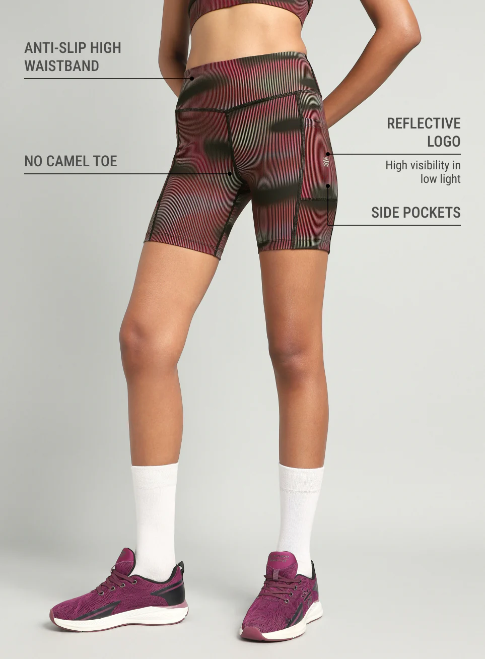 Women's Pink Urban Camo Printed COMFLex Cycling Shorts - Image 5