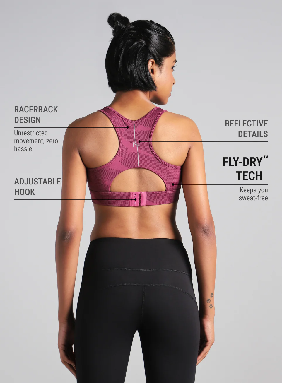 Women's Pink Urban Camo Running High Support Bra - Image 6