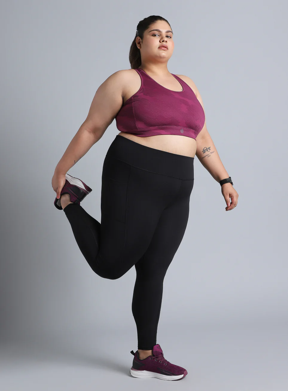 Women's Pink Urban Camo Running High Support Plus Size Bra - Image 2