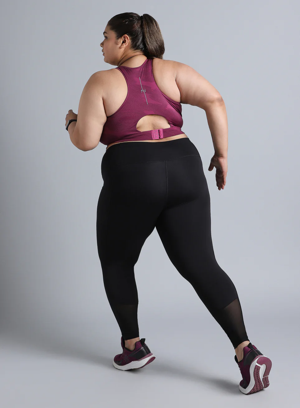 Women's Pink Urban Camo Running High Support Plus Size Bra - Image 3