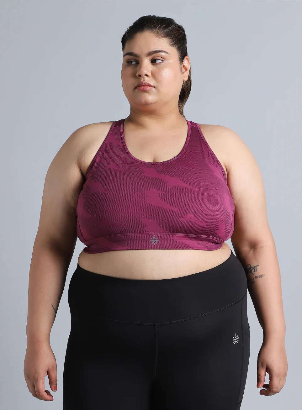 Women's Pink Urban Camo Running High Support Plus Size Bra - Image 4