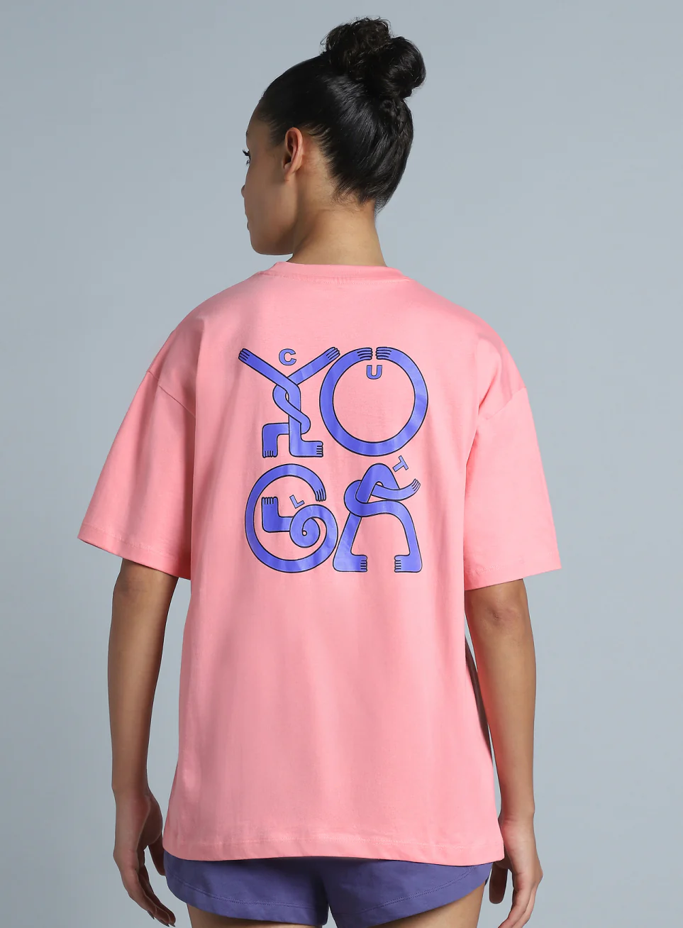 Women's Pink White Print Oversized Fit T-shirt - Image 6