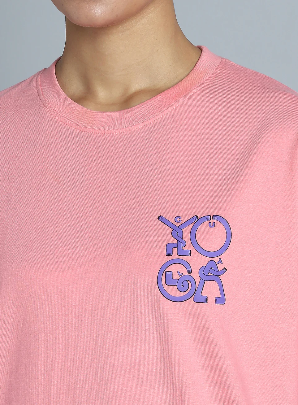 Women's Pink White Print Oversized Fit T-shirt - Image 7