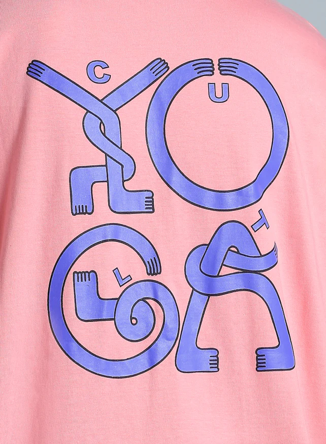 Women's Pink White Print Oversized Fit T-shirt - Image 8