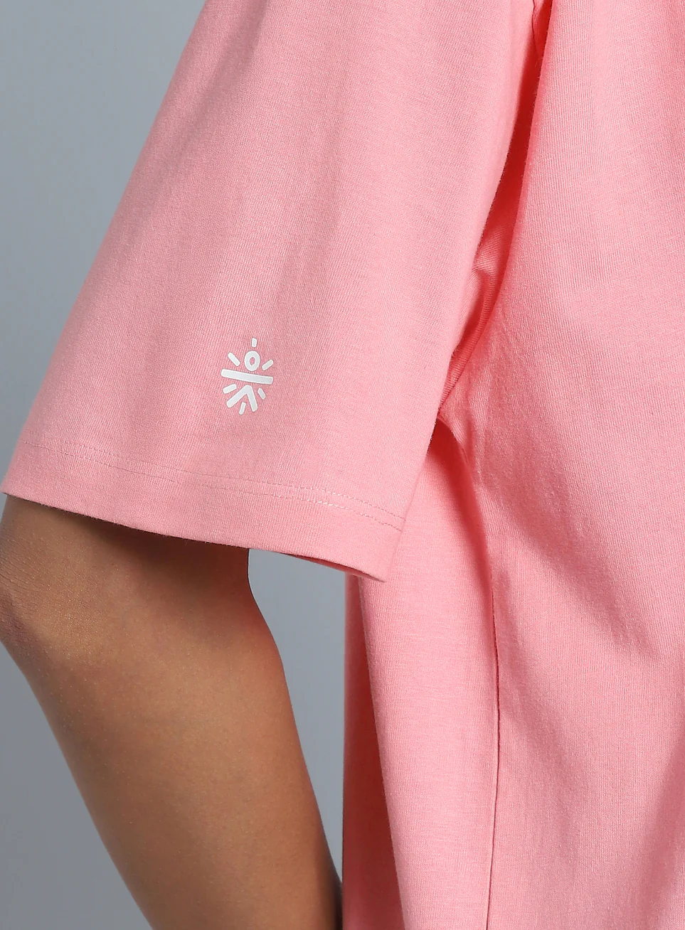Women's Pink White Print Oversized Fit T-shirt - Image 9