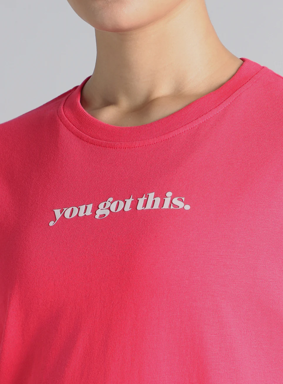 Women's Pink You Got This Puff Print Peach Oversized T-shirt - Image 7