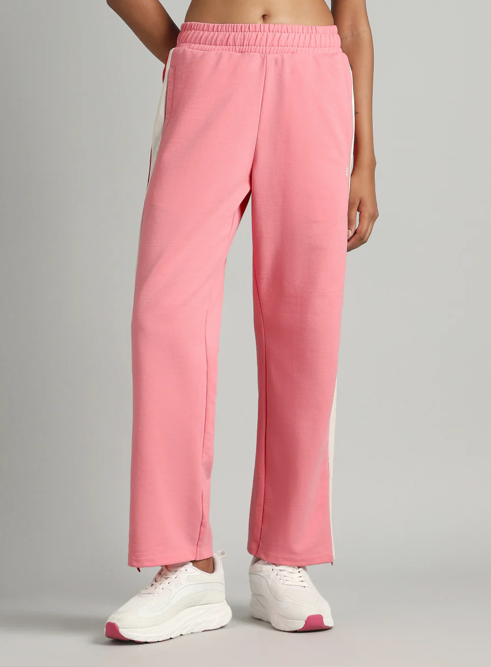 Women's Pink Zip Bottom Flare Straight Fit Trackpants - Image 4