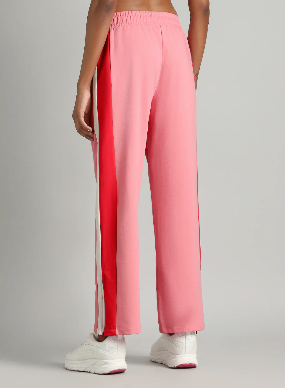 Women's Pink Zip Bottom Flare Straight Fit Trackpants - Image 6