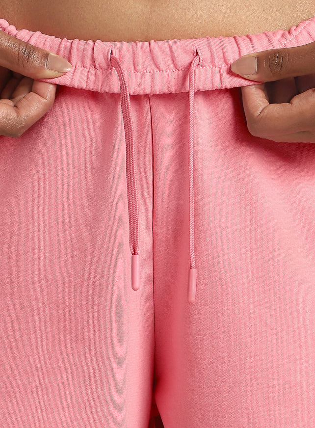 Women's Pink Zip Bottom Flare Straight Fit Trackpants - Image 9