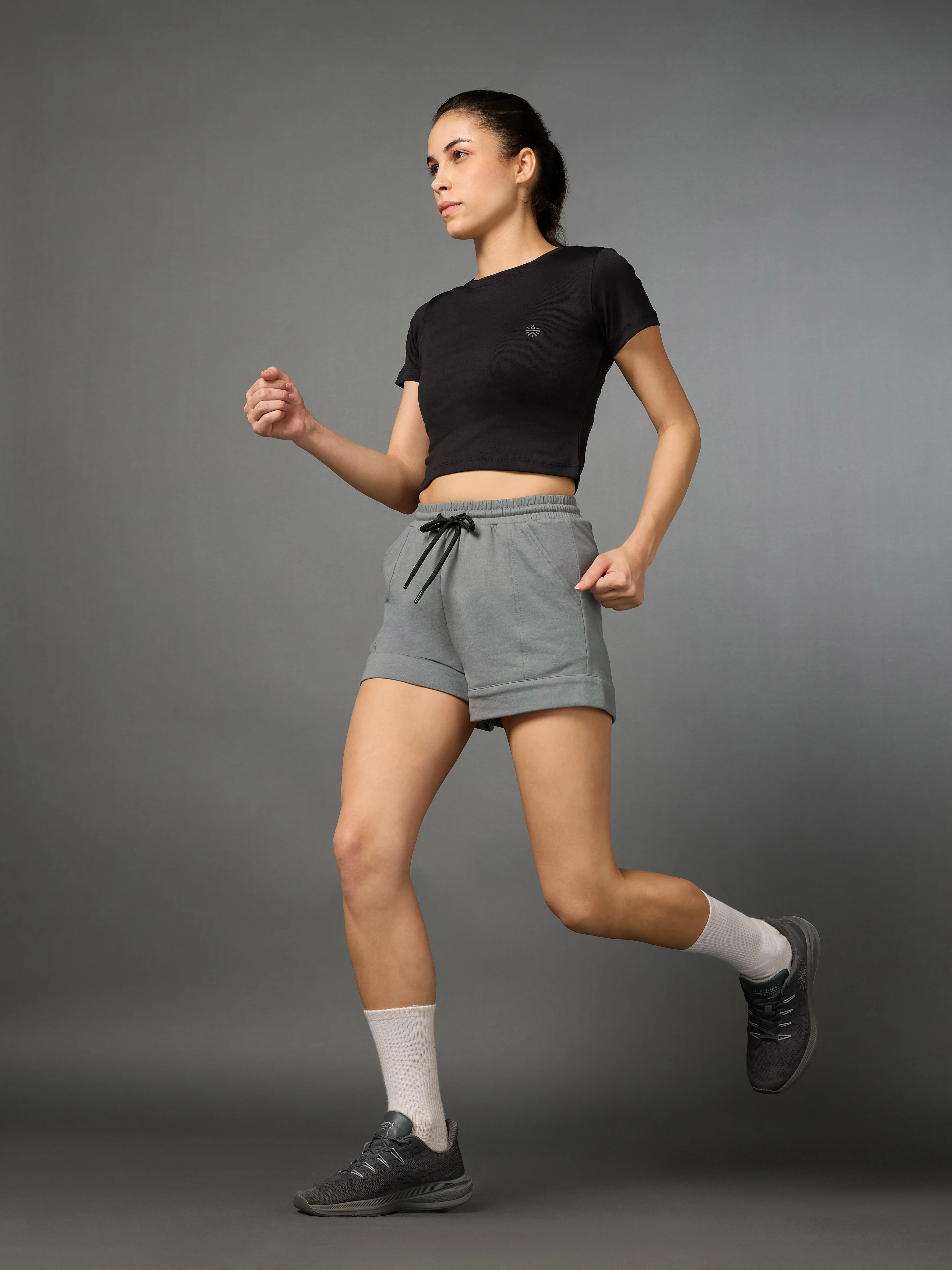 Women's Play All Day Grey Shorts - Image 3