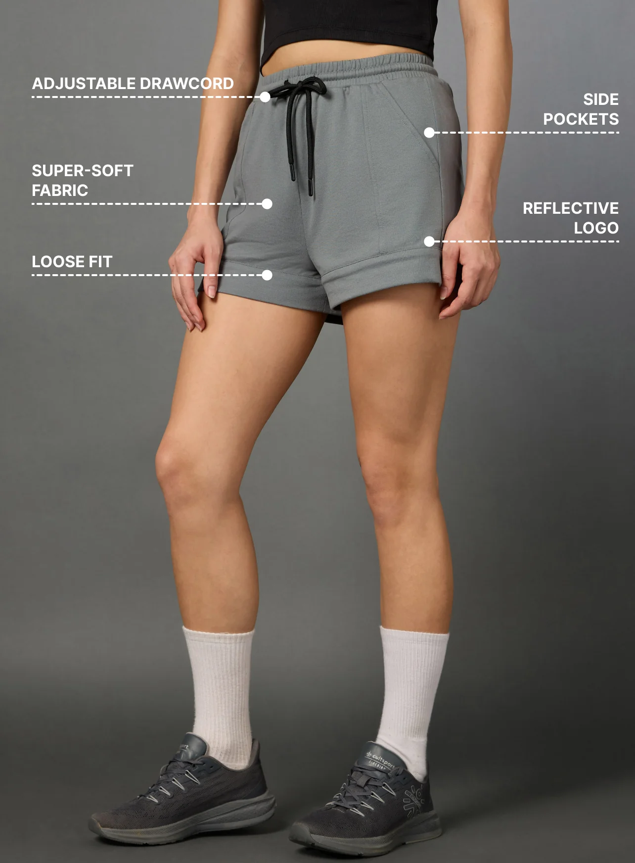 Women's Play All Day Grey Shorts - Image 5