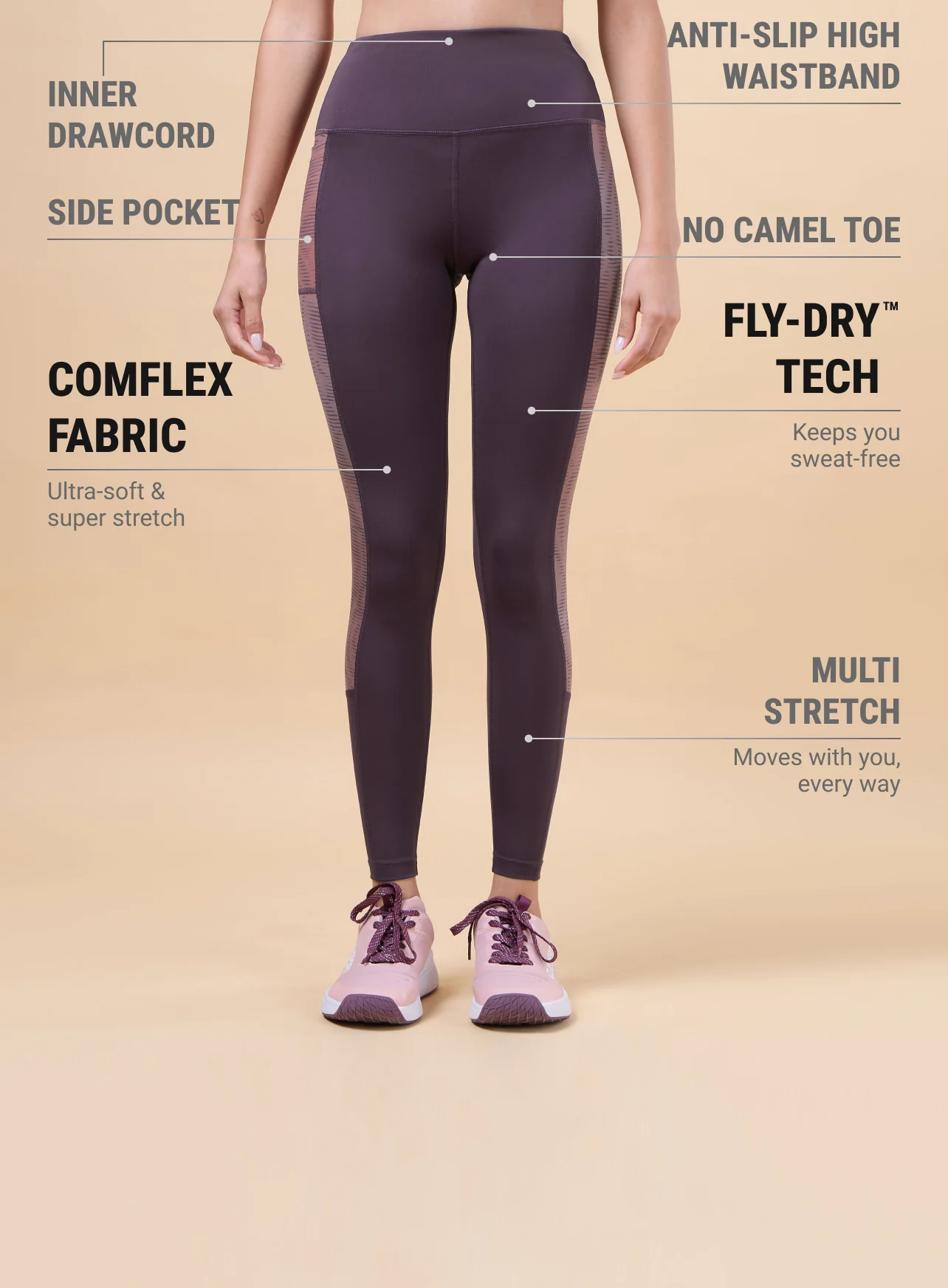 Women's Plum Energy Map Printed COMFlex Tights - Image 4