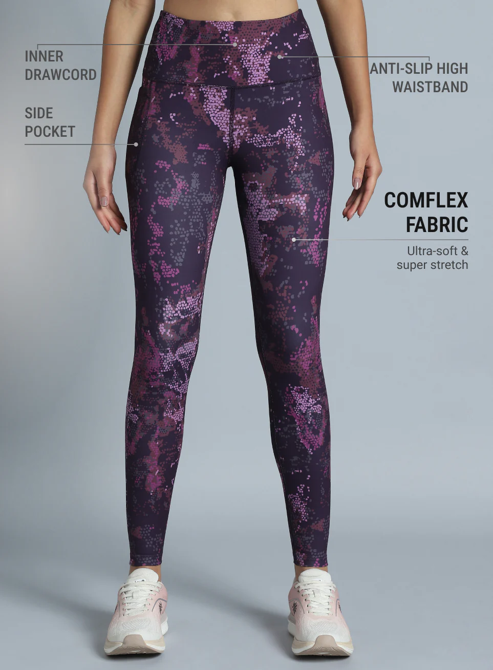 Women's Plum Printed Train All Day COMFlex Tights - Image 4