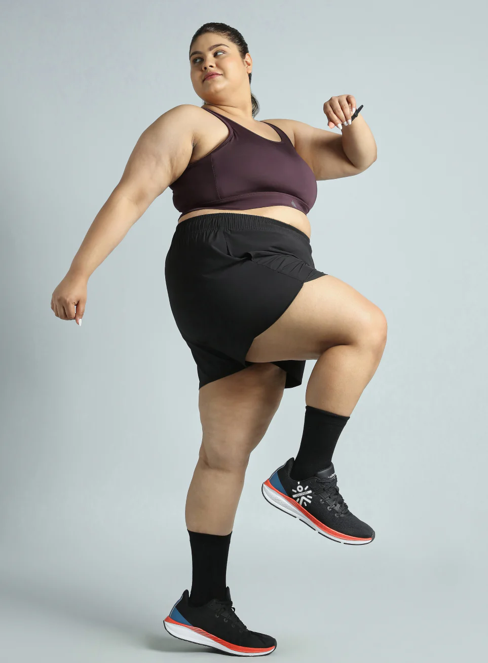 Women's Plum Racer Back Hook Running High Support Plus Size Sports Bra - Image 2