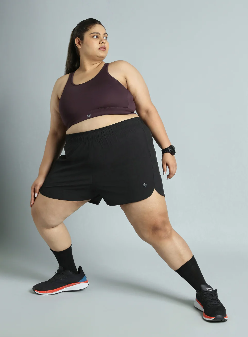 Women's Plum Racer Back Hook Running High Support Plus Size Sports Bra - Image 3