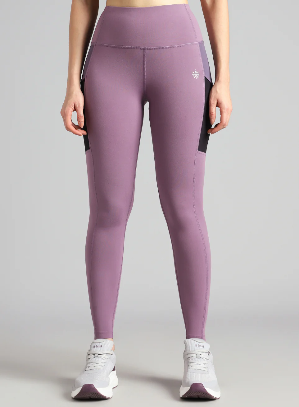 Women's Purple AbsoluteFit Neon Pop Leggings with Side Pockets - Image 4