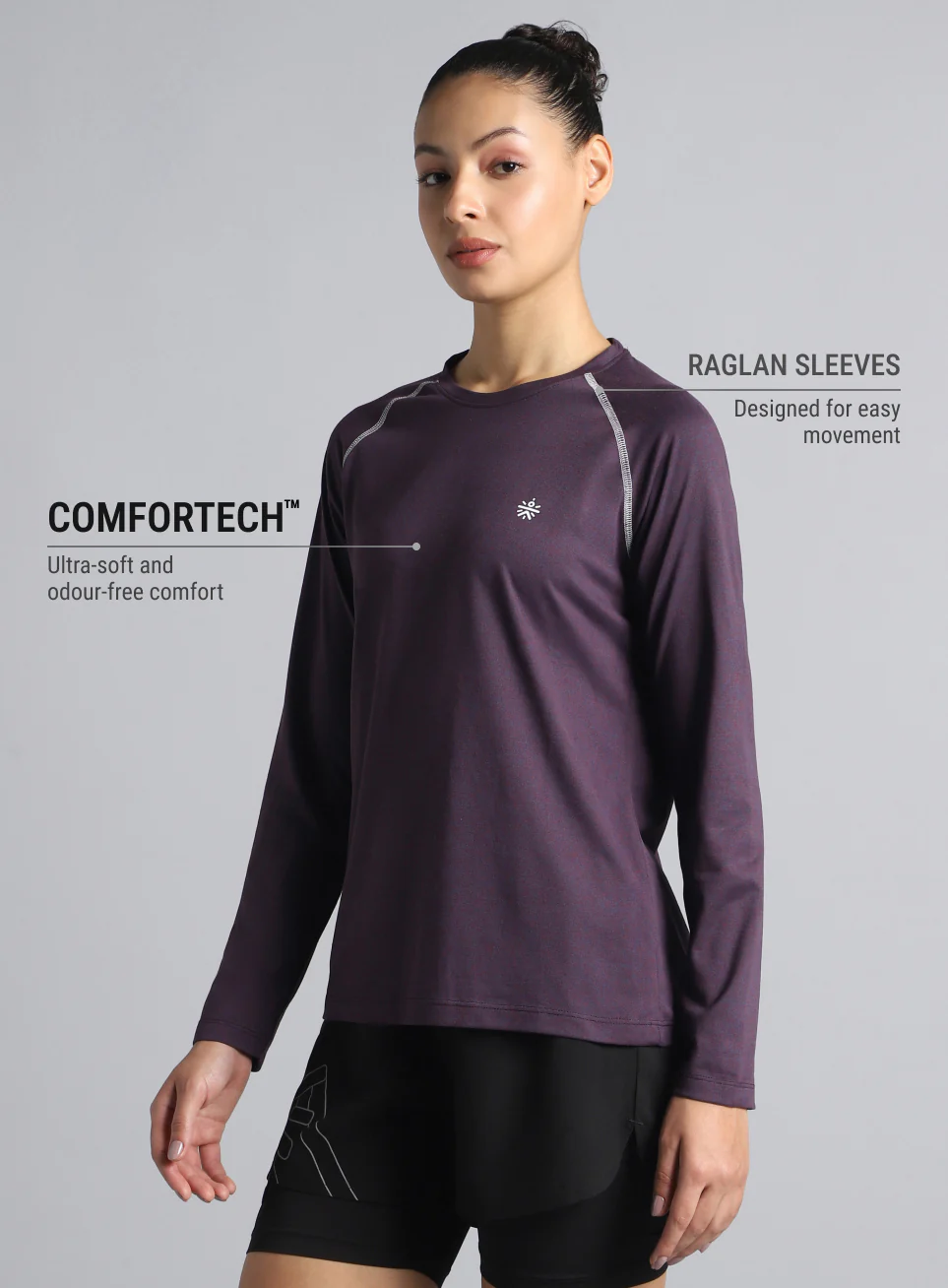 Women's Purple Active Day COMFORtech Full Sleeve T-Shirt - Image 5