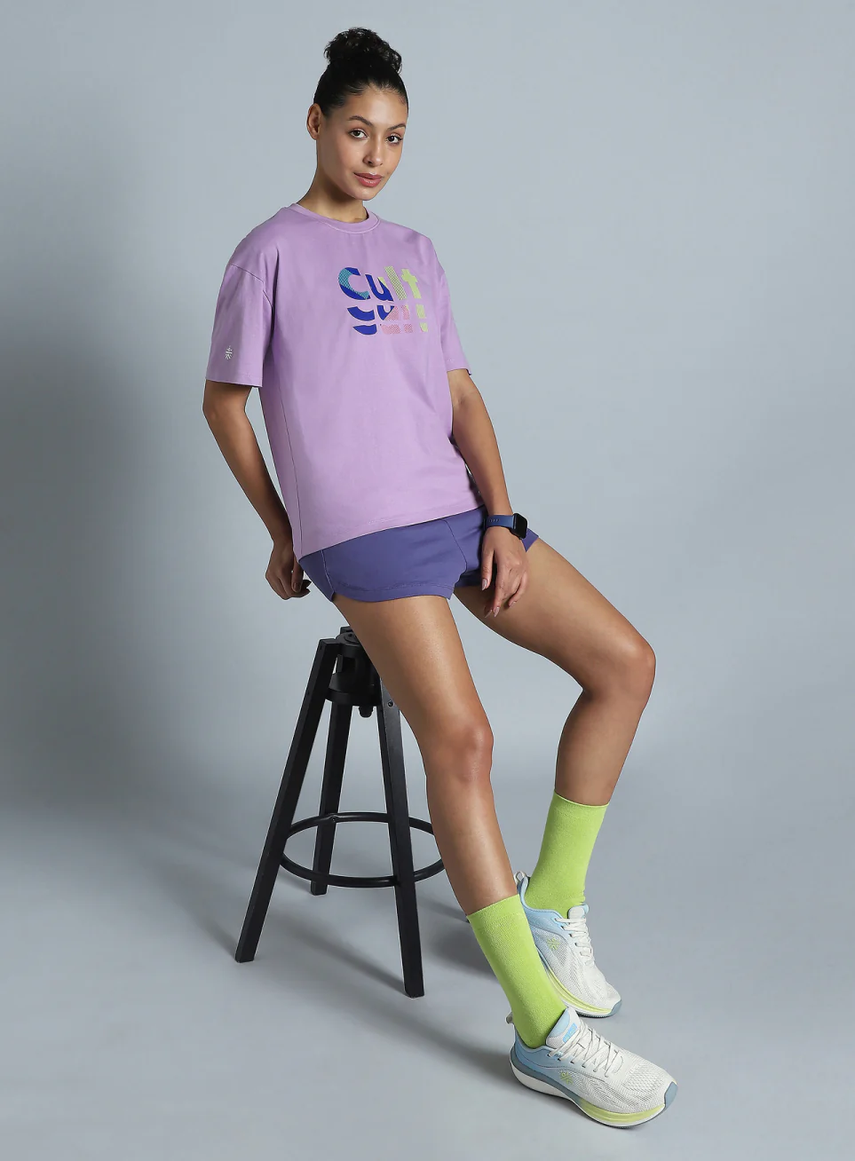 Women's Purple Back print Oversized fit T-shirt - Image 3