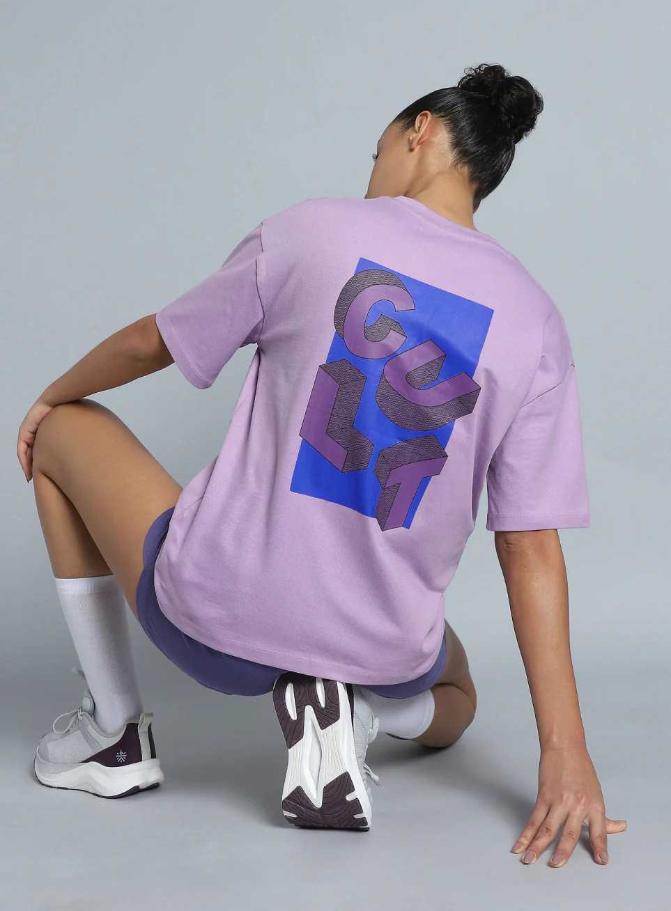 Women's Purple Back Print Relaxed Fit T-shirt - Image 3