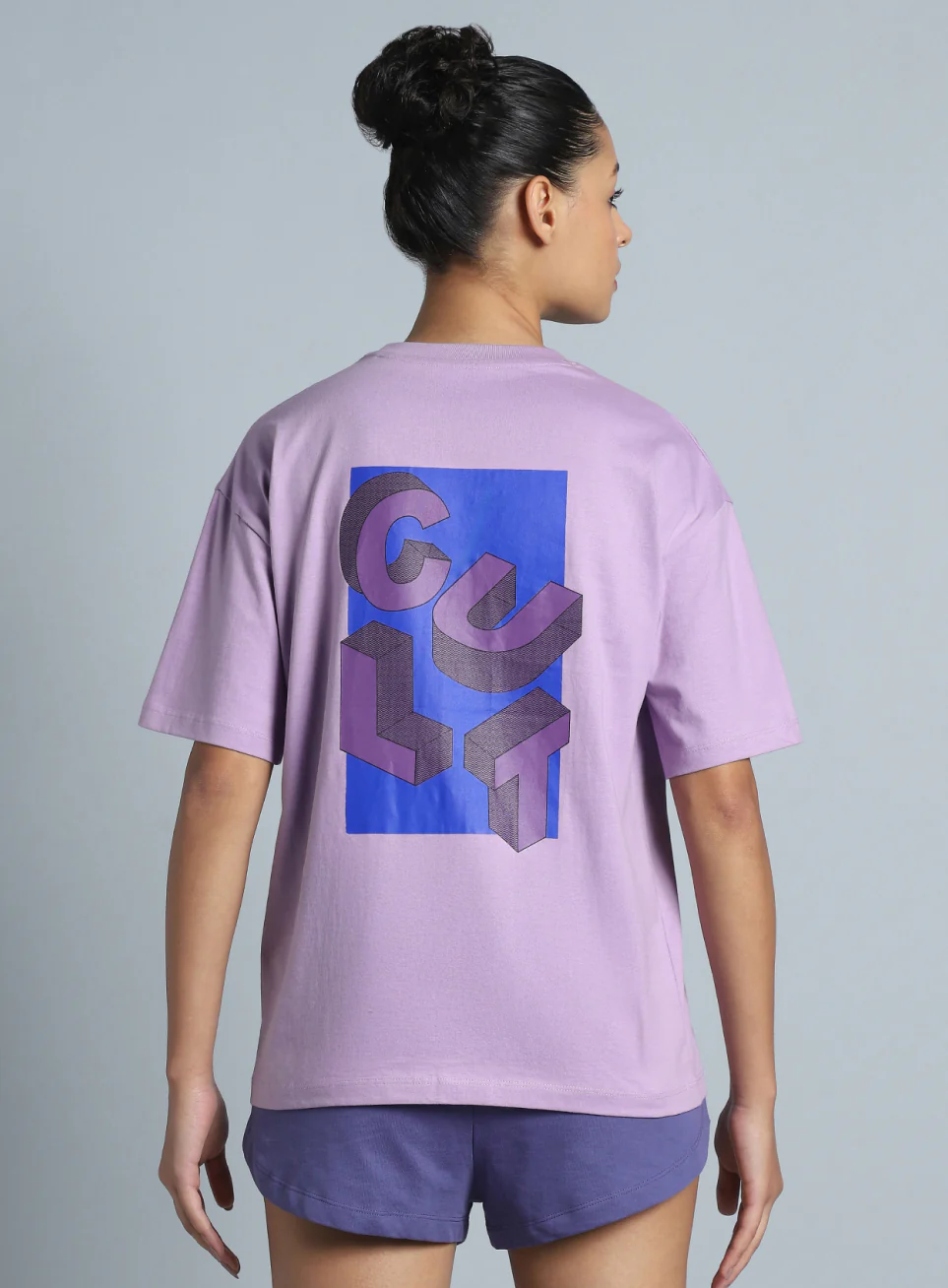 Women's Purple Back Print Relaxed Fit T-shirt - Image 6