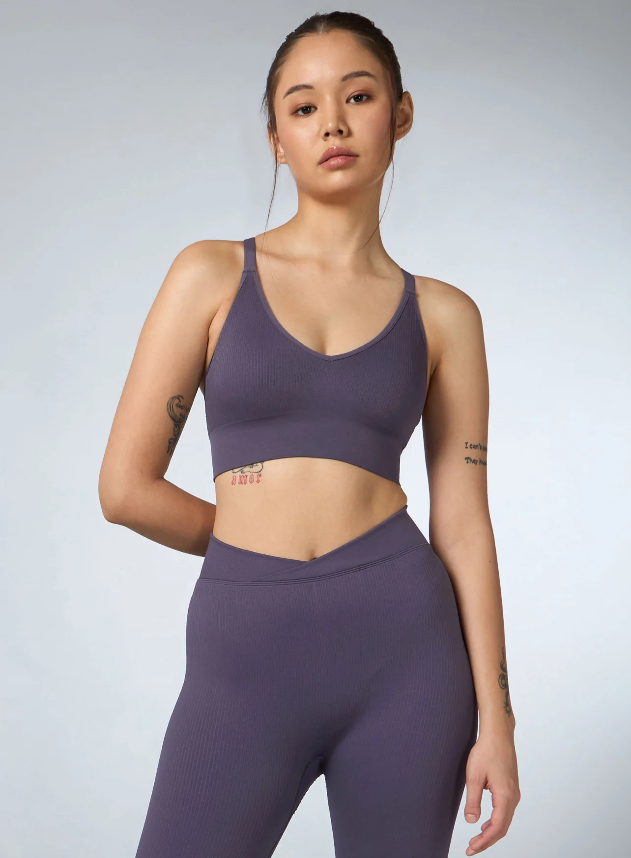 Women's Purple Cross Fit Seamless Co-ord Set - Image 3