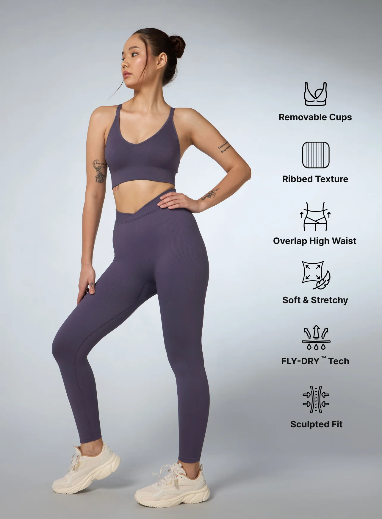 Women's Purple Cross Fit Seamless Co-ord Set - Image 6