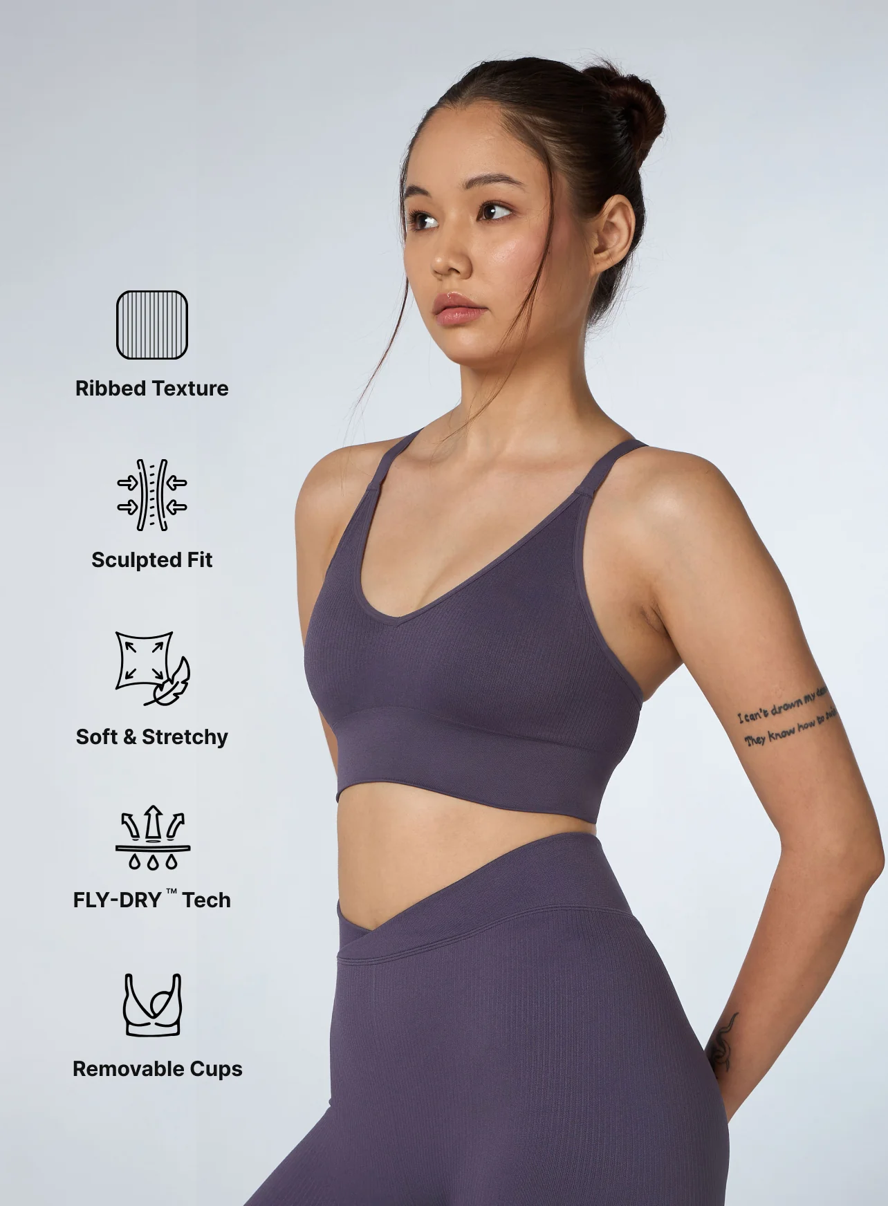 Women's Purple Cross Fit Seamless Medium Support Bra - Image 5