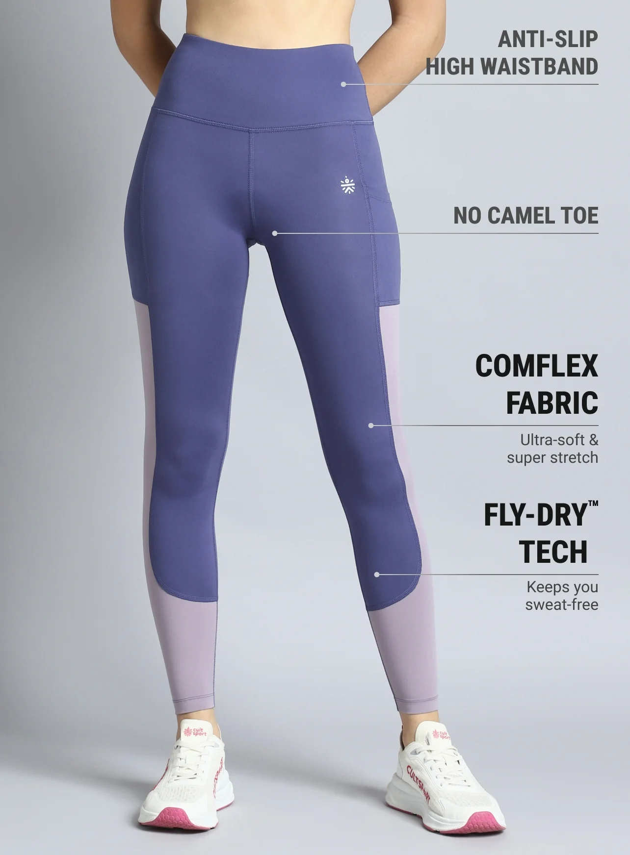 Women's Purple Dance Off Colourblock COMFLex Tights - Image 4