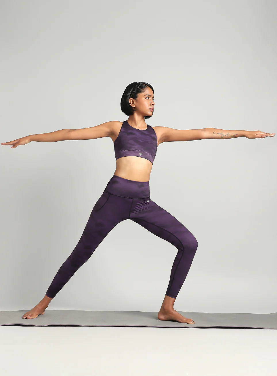 Women's Purple Earthy Texture Printed COMFlex Yoga Tights - Image 2