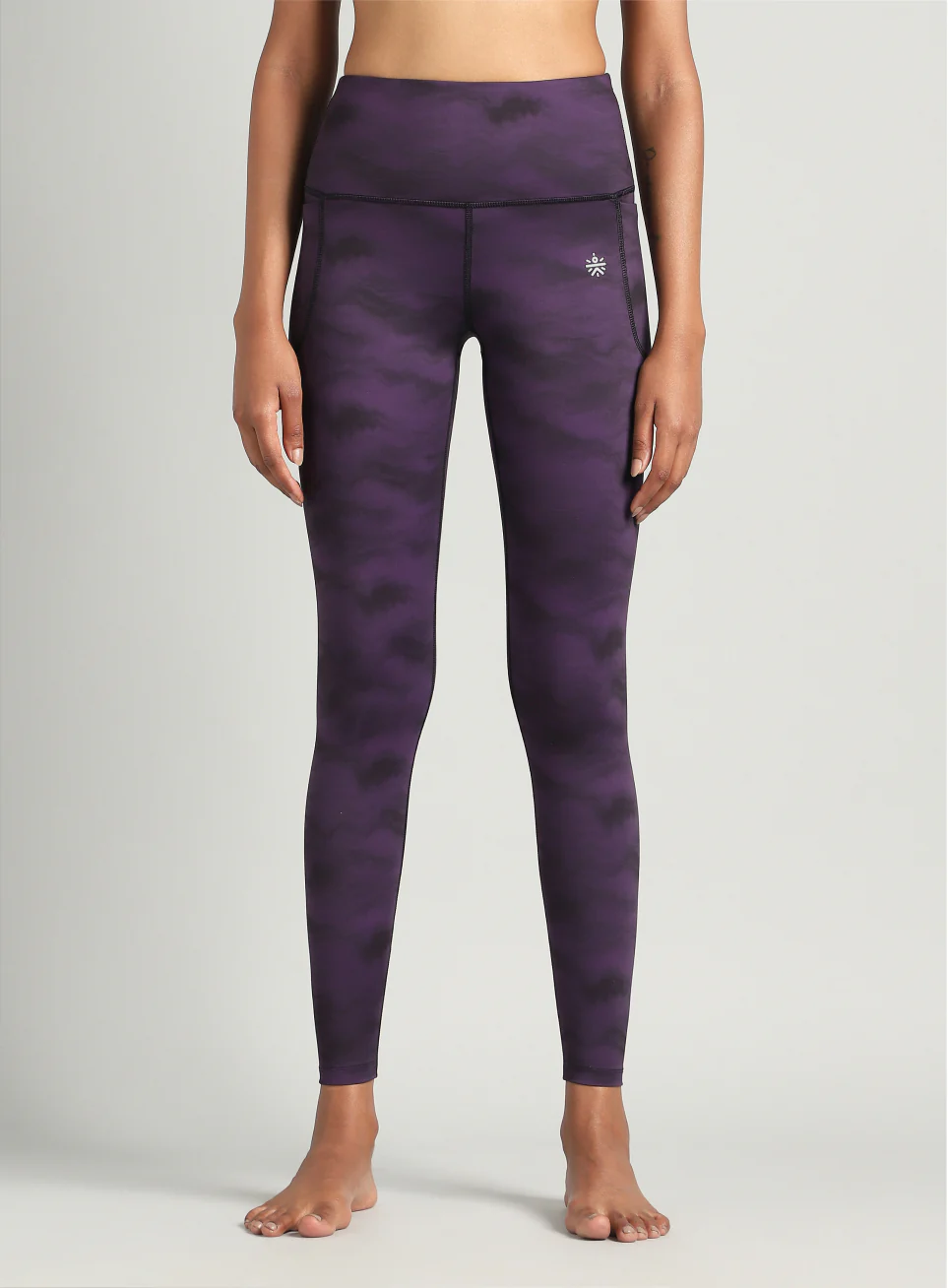 Women's Purple Earthy Texture Printed COMFlex Yoga Tights - Image 4