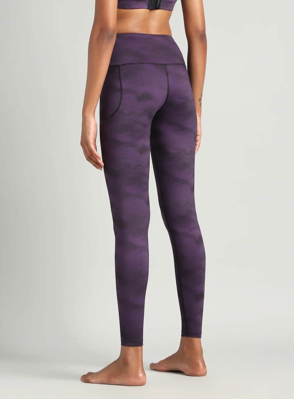 Women's Purple Earthy Texture Printed COMFlex Yoga Tights - Image 6