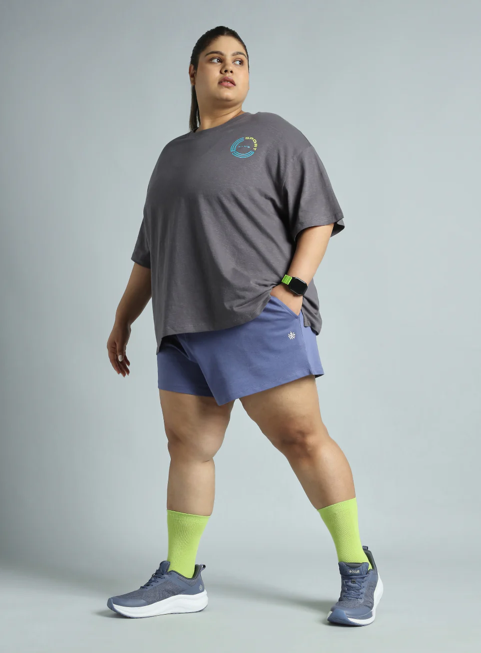 Women's Purple Plus Size Everyday Essential Cotton Shorts - Image 3
