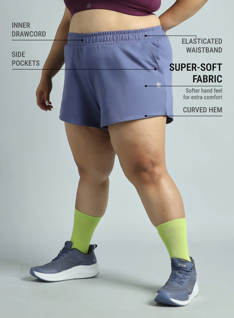 Women's Purple Plus Size Everyday Essential Cotton Shorts - Image 5