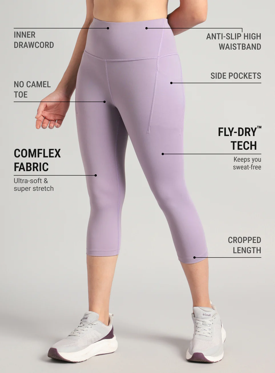 Women's Purple Everyday Run Cropped Length COMFlex Tights - Image 5