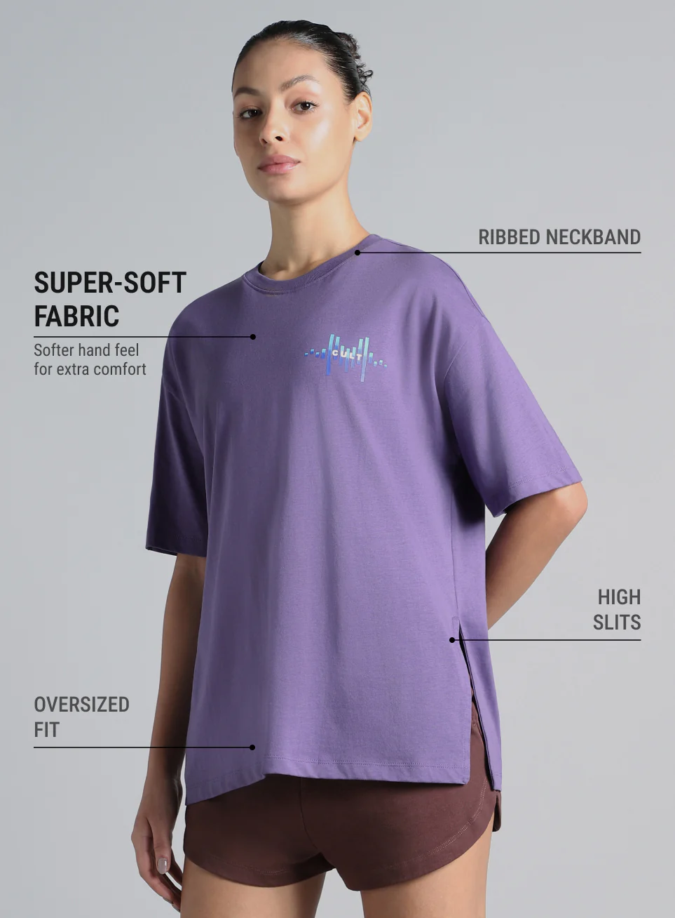 Women's Purple Feel the Beat Print T-shirt - Image 5