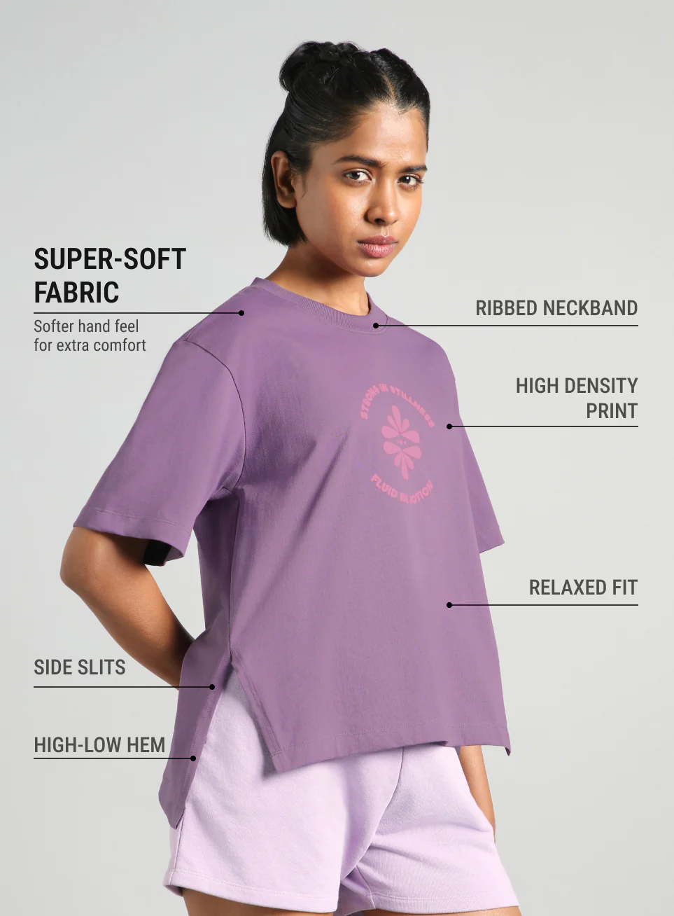 Women's Purple Flow and Flare Relaxed fit T-shirt - Image 5