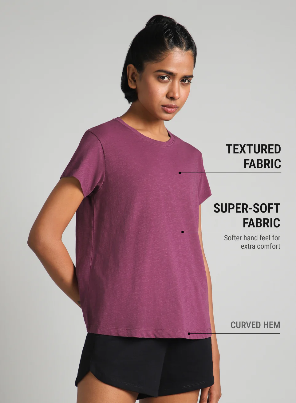 Women's Purple Flow Form Yoga T-shirt - Image 5