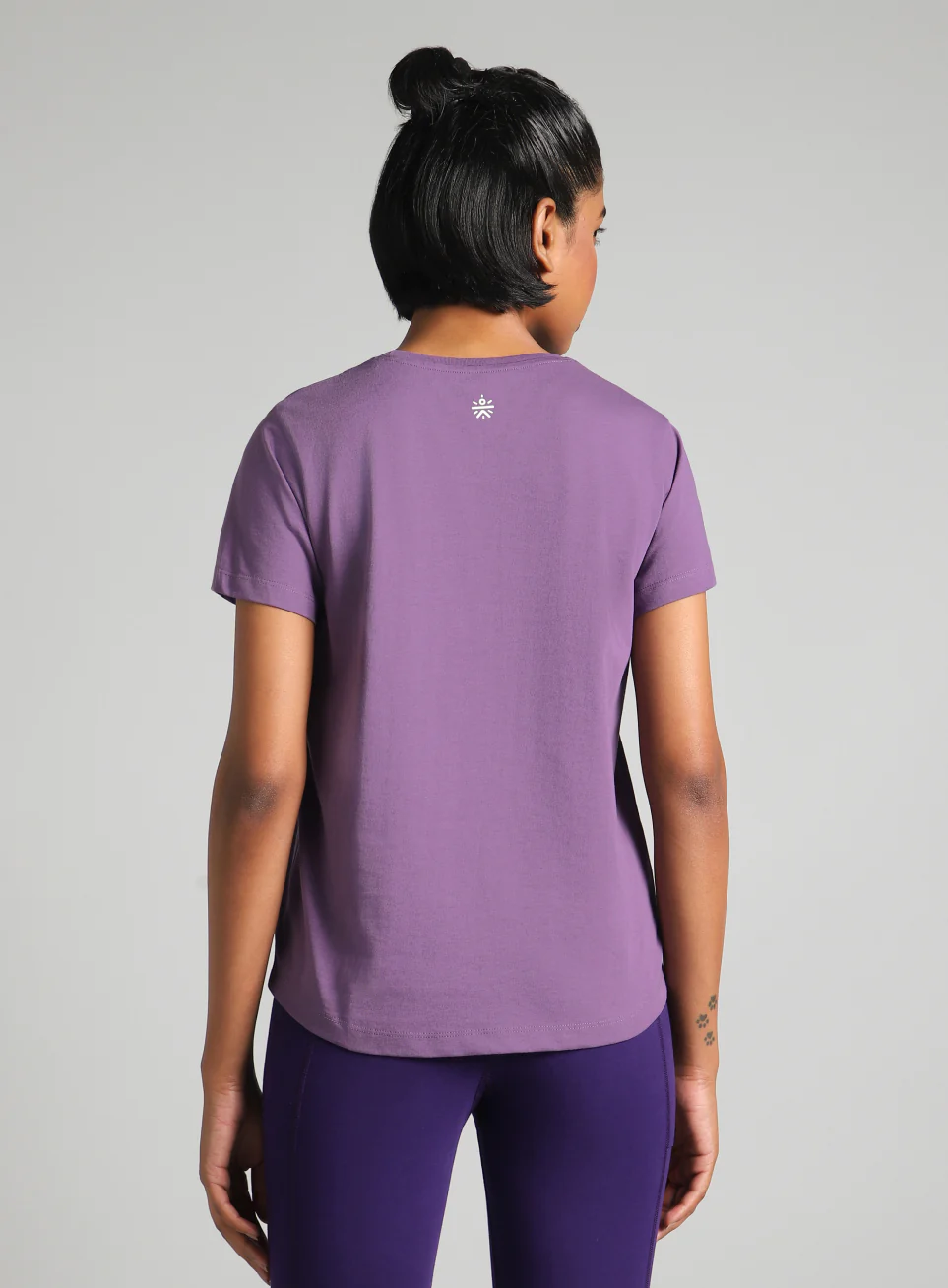 Women's Purple Flow Harmony Print Yoga T-shirt - Image 6