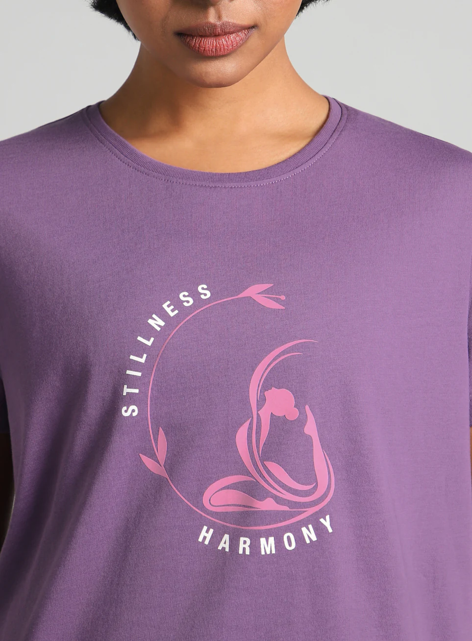 Women's Purple Flow Harmony Print Yoga T-shirt - Image 7