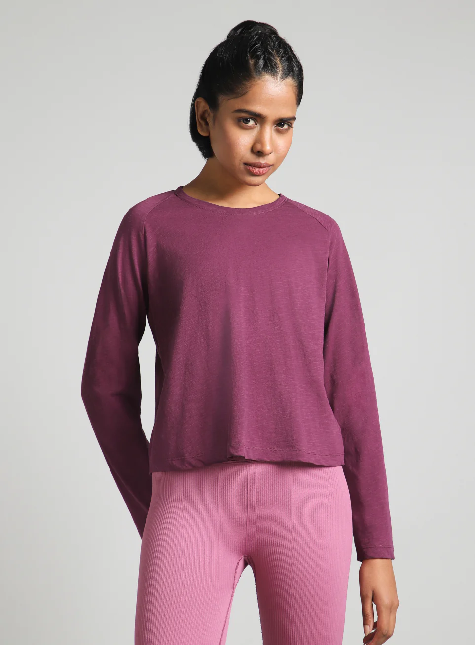 Women's Purple Form Overlap Yoga T-shirt - Image 4