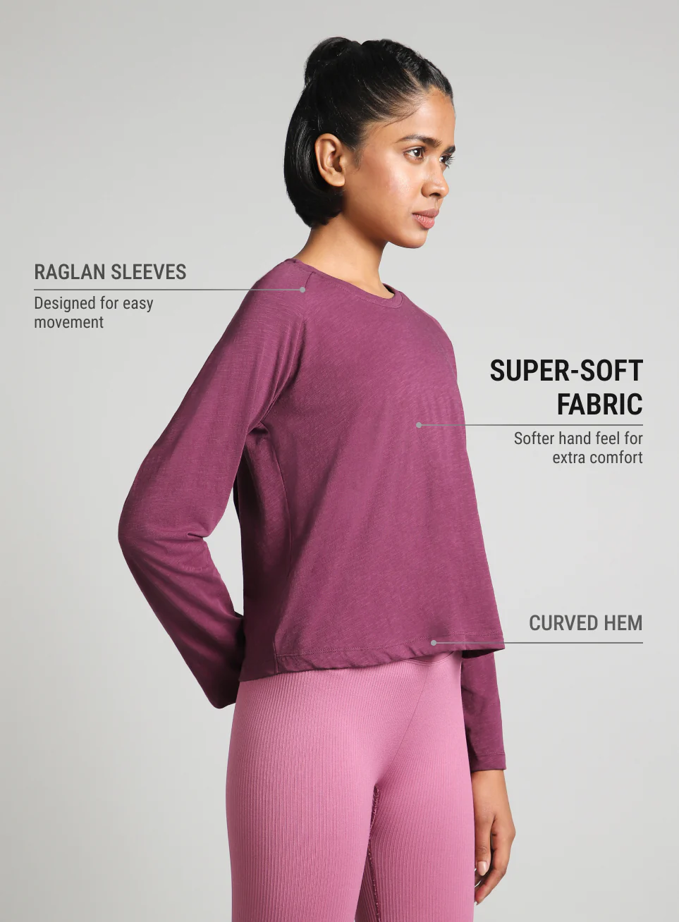 Women's Purple Form Overlap Yoga T-shirt - Image 5