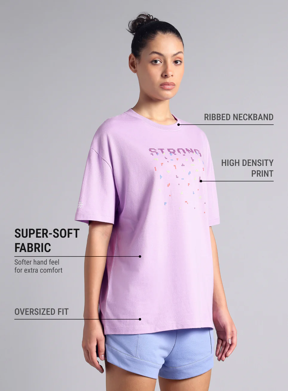 Women's Purple Graphic Oversized T-shirt - Image 5
