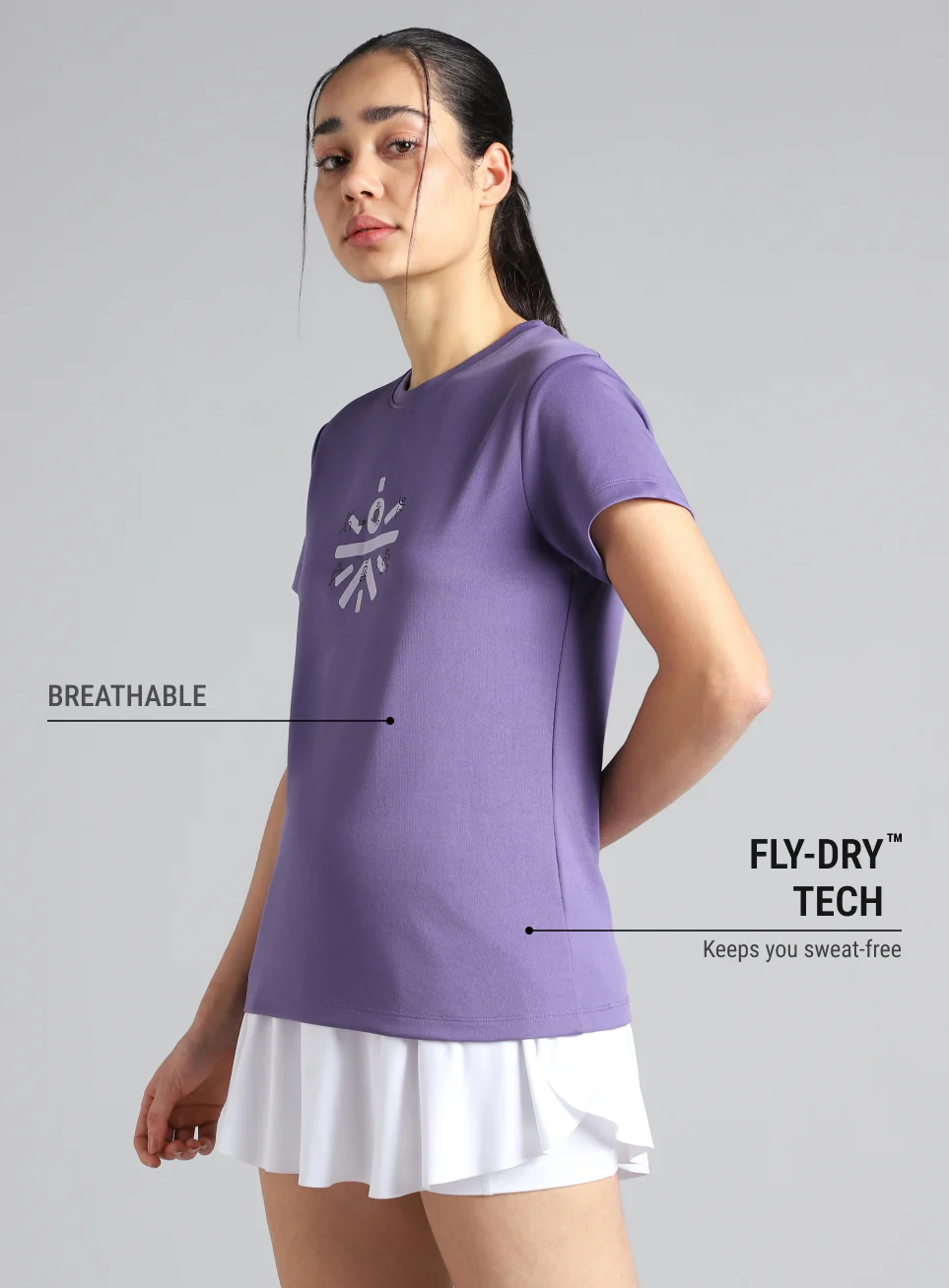 Women's Purple Graphic Play Performance T-shirt - Image 5