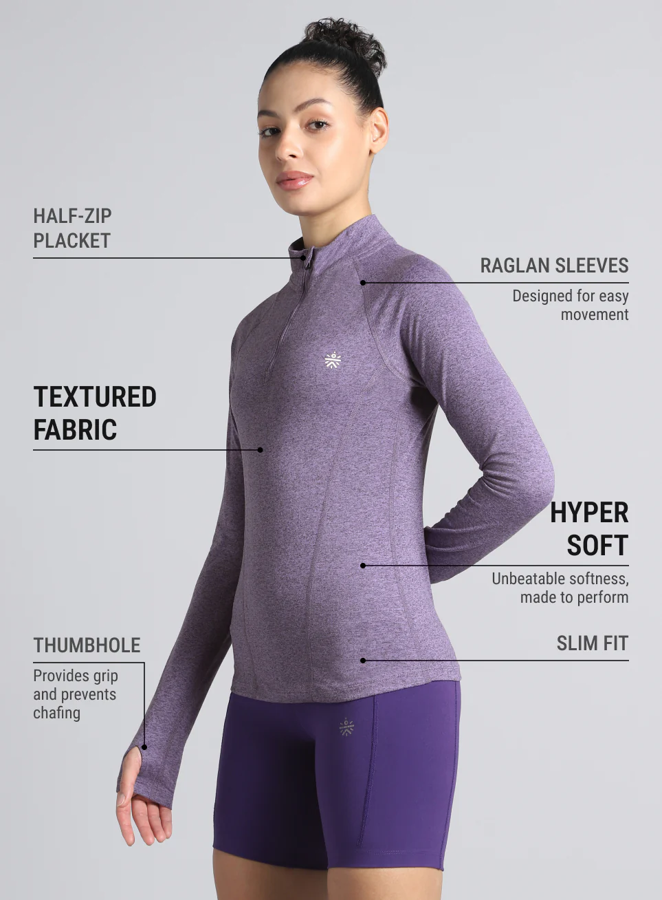 Women's Purple Half Zip All Weather Performance Jacket - Image 5