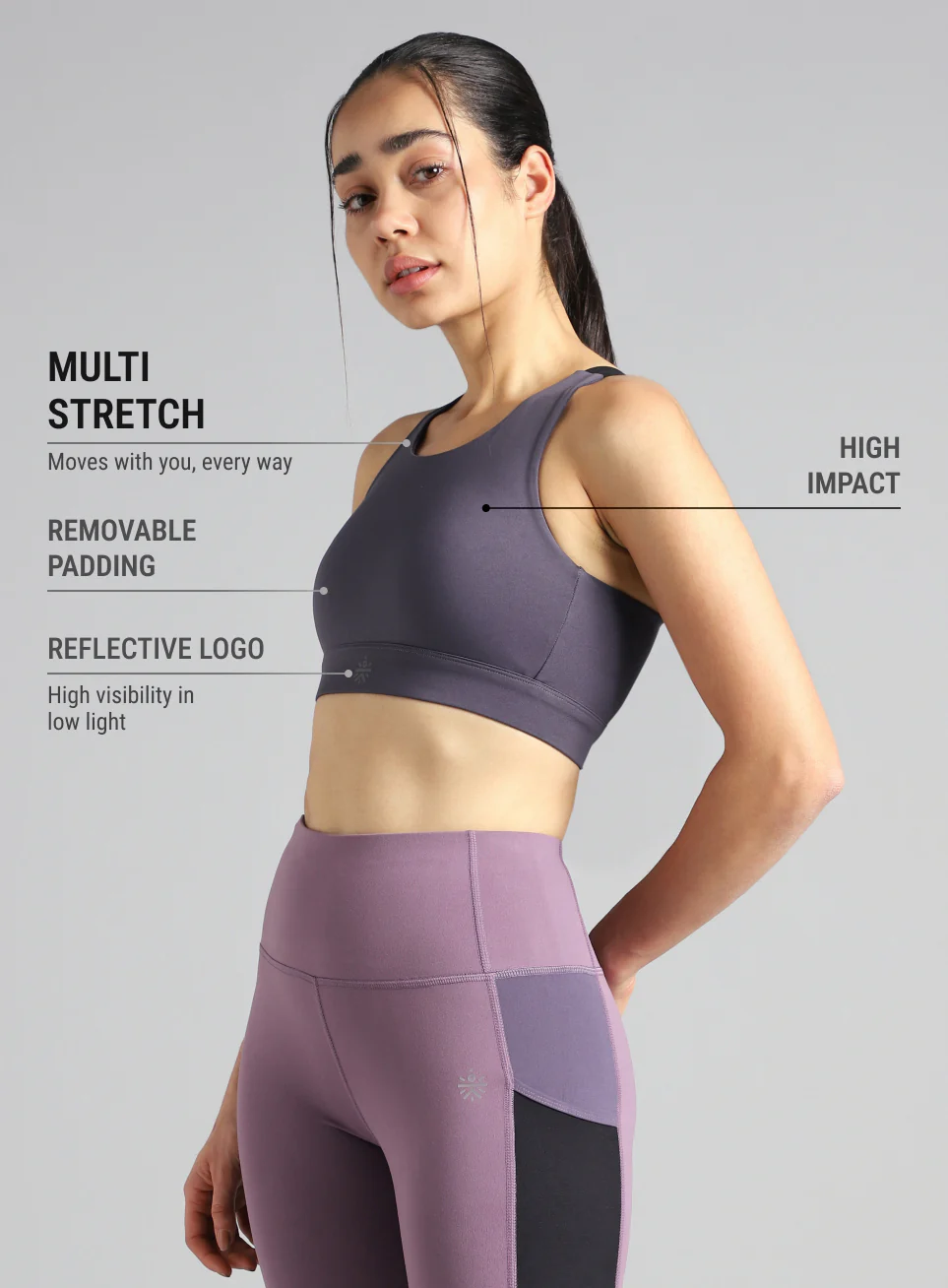 Women's Purple High Impact Running Bra - Image 5