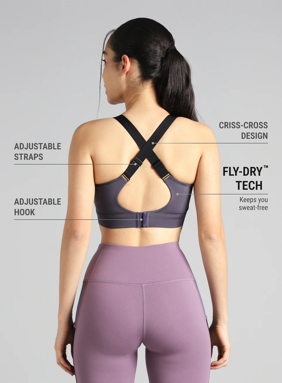 Women's Purple High Impact Running Bra - Image 6