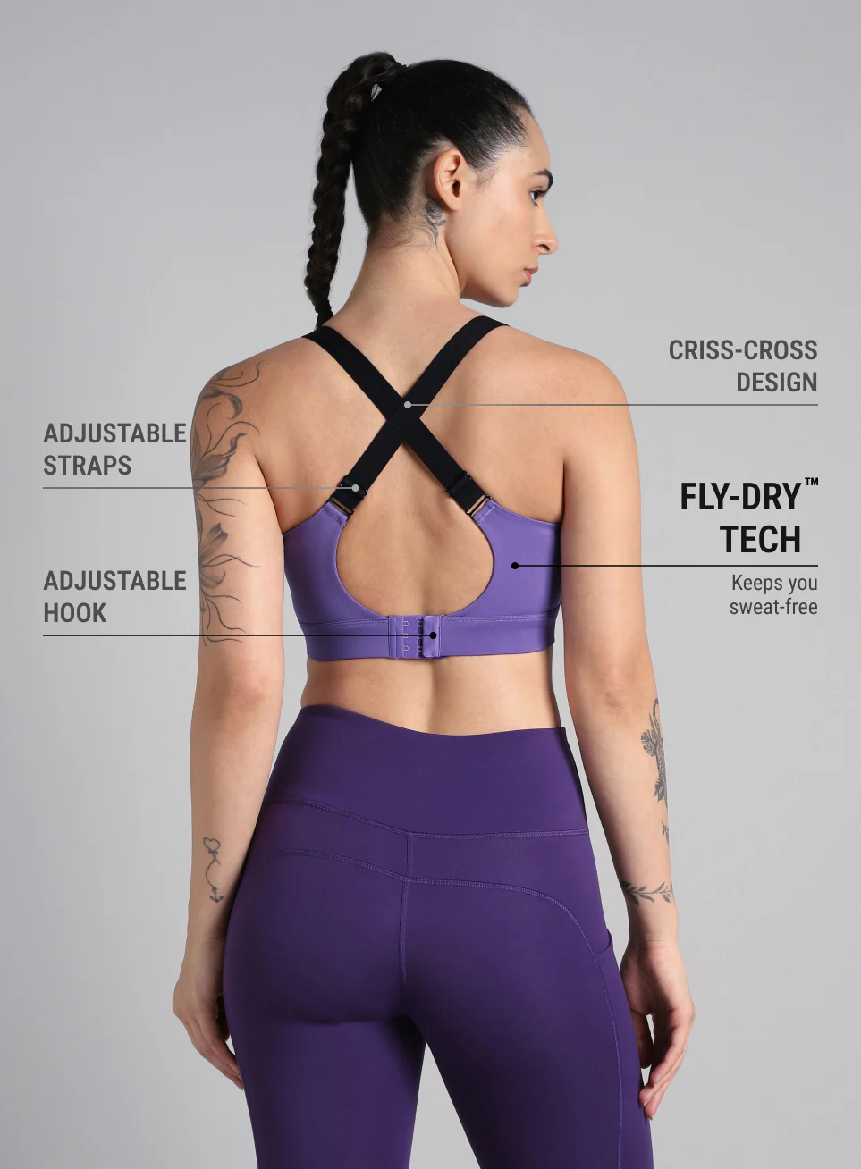 Women's Purple High Impact Running Bra - Image 6
